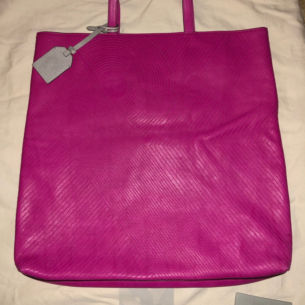 Reed Krakoff Large Geometric Print Leather Tote Bag Large Fushia Pink NWOT!